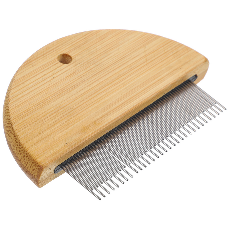 Wooden Hairbrush Cleaner Tool Body Dog Grooming Pet Hair Removal Tool Clean Scraper For Deshedding Metal Cattle Comb Bridegroom