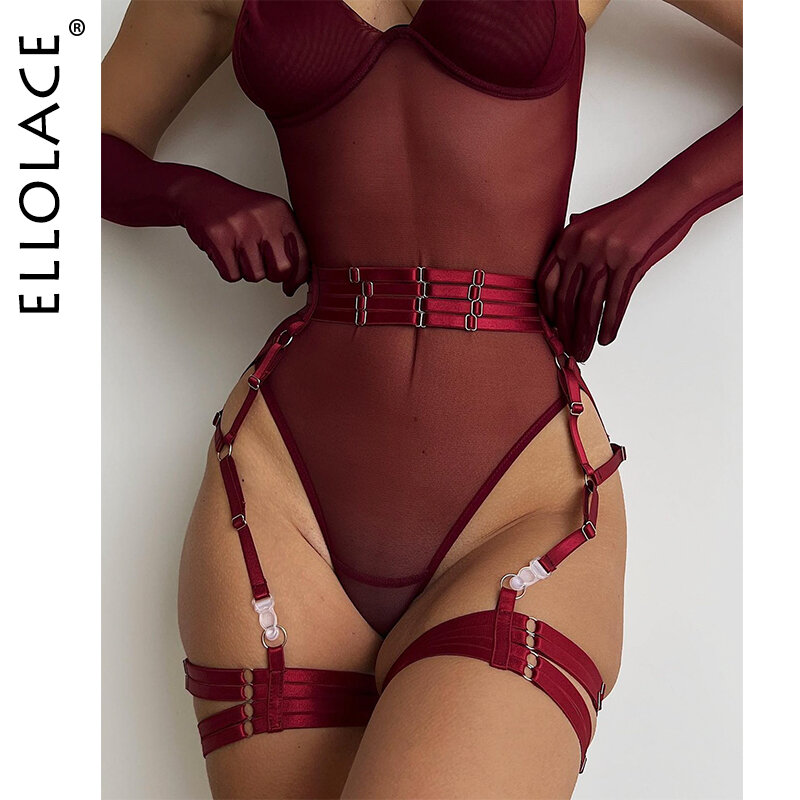 Ellolace облегающее кружевное боди, сексуальное прозрачное эротическое боди с перчатками, комбинезон для ночного клуба, сетчатый топ без косточек