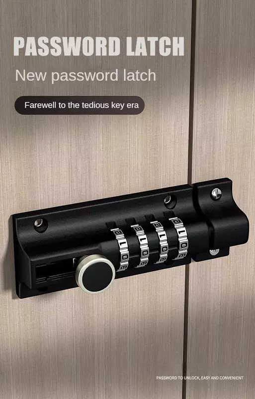 Kunci kode pintu kayu Zinc-alloy bolt latch pengaman kombinasi gembok digital perangkat keras
