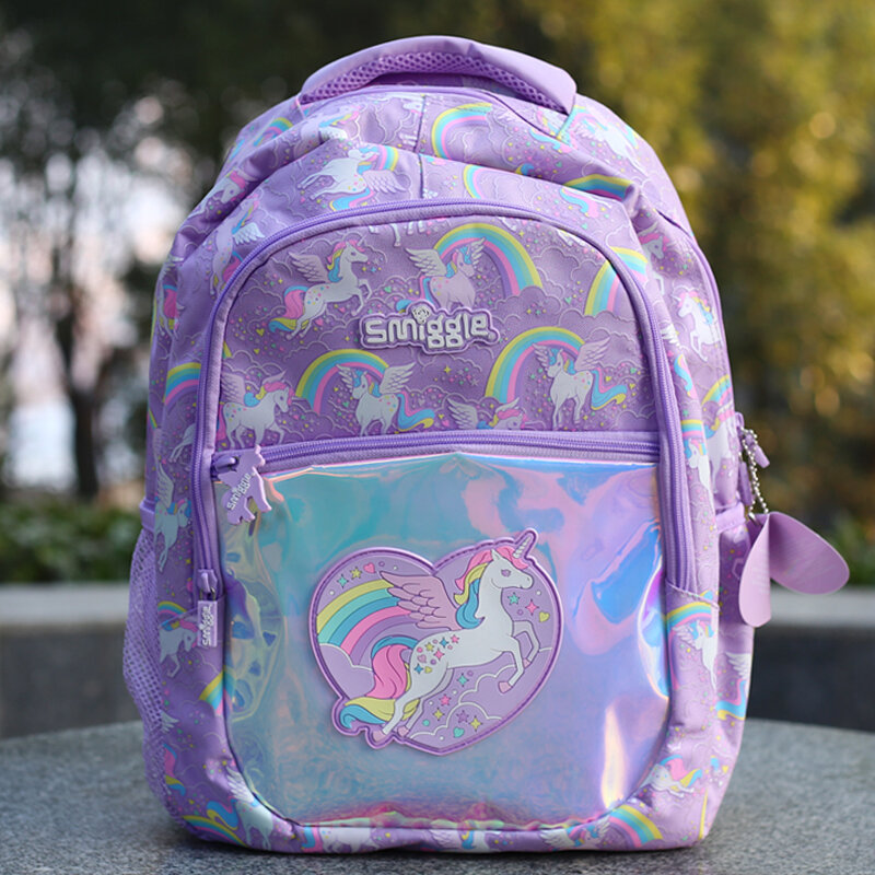 Genuine Australian Smiggle Pegasus Unicorn Stationery Student Backpack, Double Button Postman Bookbag, Pen Bag, Stationery Box