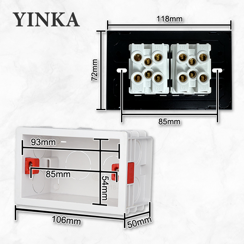Универсальная настенная лампа YINKA, белая панель из закаленного стекла, 118 х72 мм