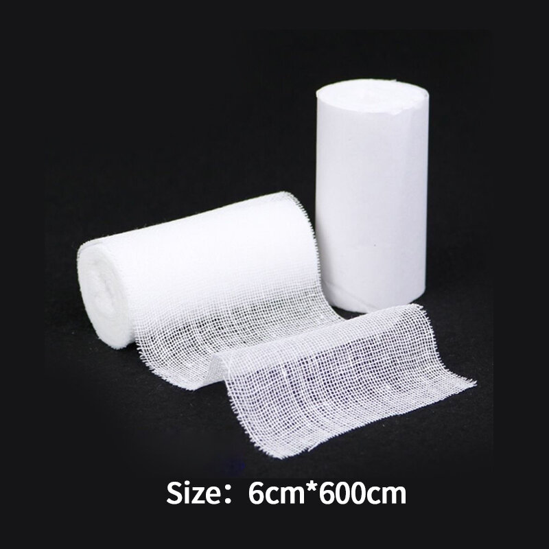 Cotton Elastic Bandage Medical Supply, Gaze de primeiros socorros para curativos de ferida, Cuidados de emergência, 10 Rolls, 6cm x 6m