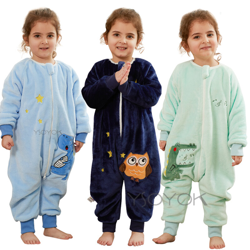 Kreskówka dinozaur dzieci śpiwór dla dziecka worek ciepłe zimowe ubrania malucha piżama dla dziewczynek chłopców dzieci 1-6T