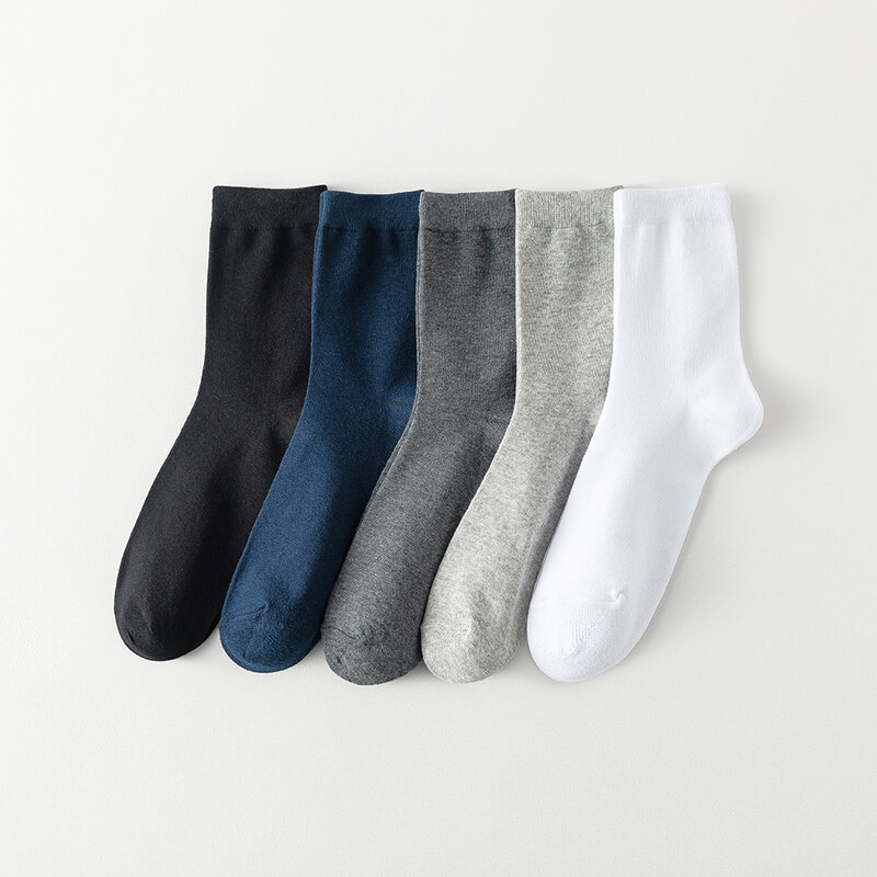 Calcetines de algodón para hombre, medias suaves y transpirables de negocios, color negro, para otoño y primavera, lote de 10 pares