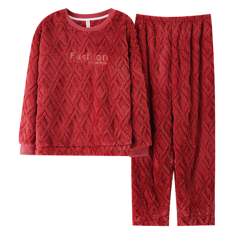 Thick Flannel Women Pajamas Set Autumn Winter Keep Warm Coral Fleece Sleepwear Homewear For Female Peignoir Women Home Clothes