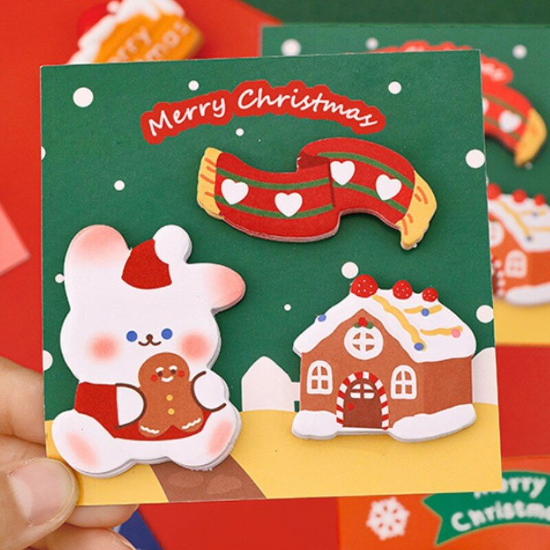 Cute Cartoon Christmas Sticky Notes, Message Memo Pad, Notepad portátil, Tearable School Papelaria, 60 folhas, 1Pc