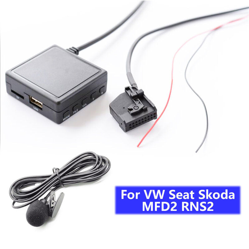 Carro sem fio HIFI Bluetooth Aux microfone adaptador, TF USB Flash Drive para VW Seat, Skoda, rádio estéreo, MFD2, RNS2, Bluetooth 5.0