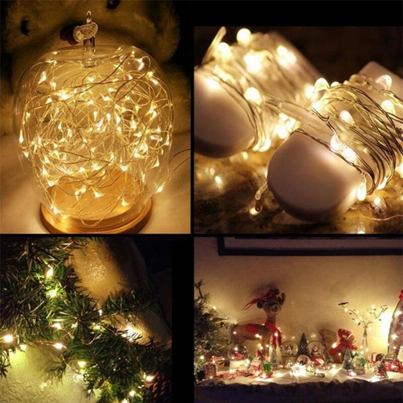 1M 10 LED Cadena cobre Luces decorativas con pilas Fiesta hadas Navidad