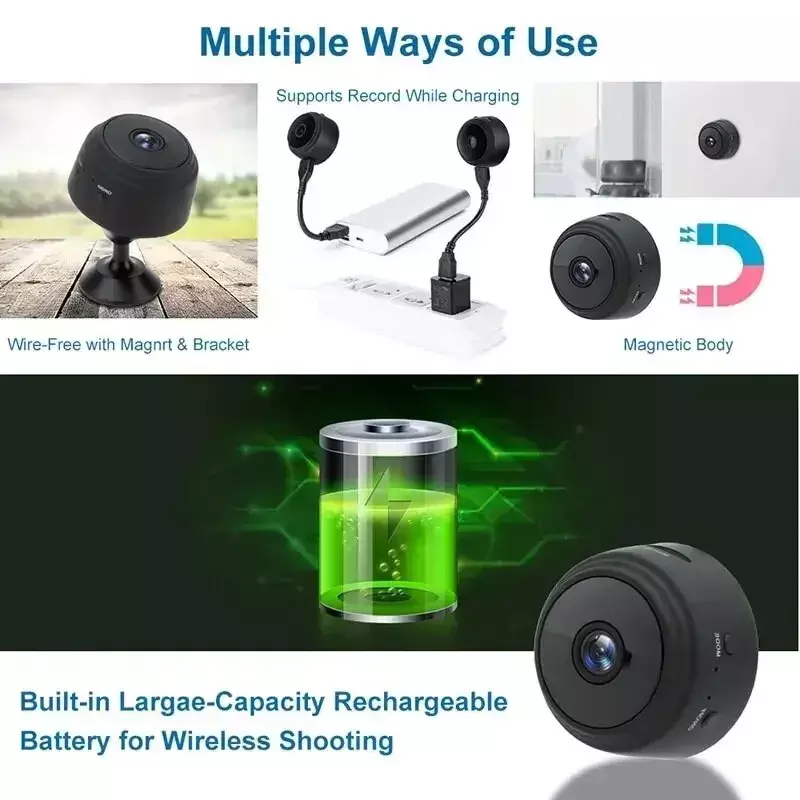 A9 kamera Mini 2MP Cerdas Perlindungan keamanan, kamera perekam Video pemantauan jarak jauh dengan WiFi tanpa kabel, kamera keamanan rumah pintar
