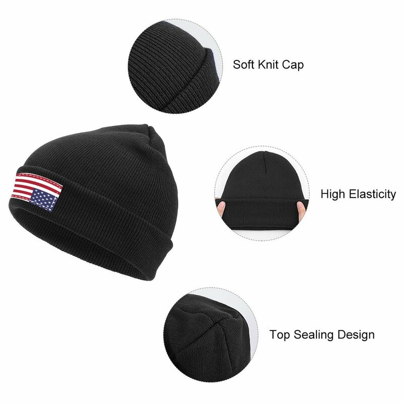 American Flag Upside Down Knitted Cap, Beach Hat, Sun Cap, Chapéu de pesca, bonés para mulheres e homens