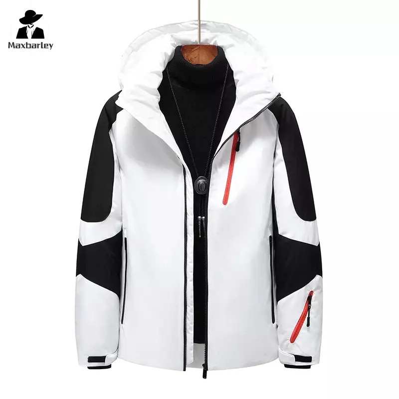 Winter Patchwork Puffer Jacket Men's Thicken Warm Down Jackets 2021 Outdoor Mens Windproof White Duck Down Parka Coat Outfits