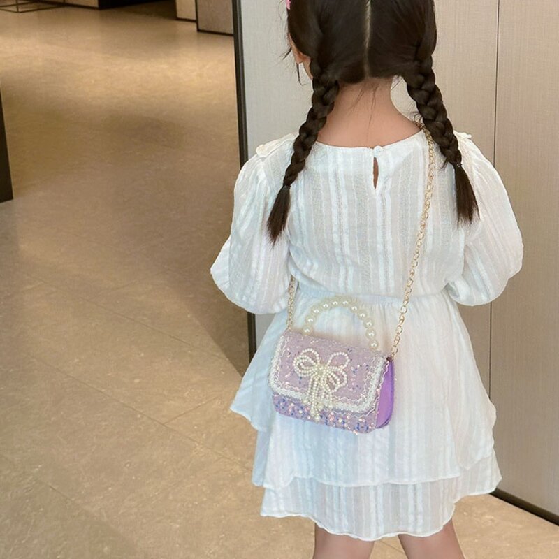 Симпатичная Детская сумка 2024 кружевная блестящая сумка для подмышек Женская