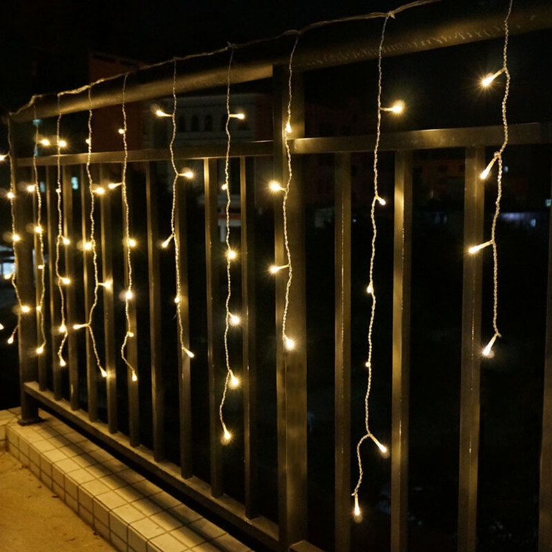 Guirxiété Lumineuse de Noël en Cascade pour Décoration Extérieure, Rideau LED, Glaçon, Jardin, Avant-toit, 5m, Levop, 0.4-0.6m