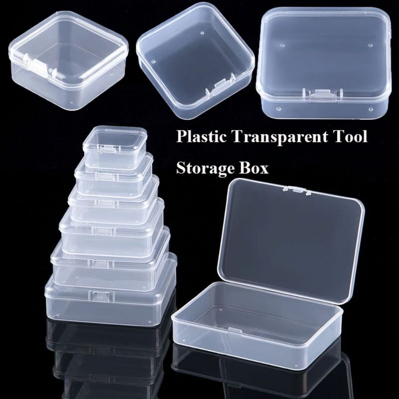 Plastic Storage Box Portable Transparent Durable Small Items Case Square Fishing Tools Accessories Power Tools Holder