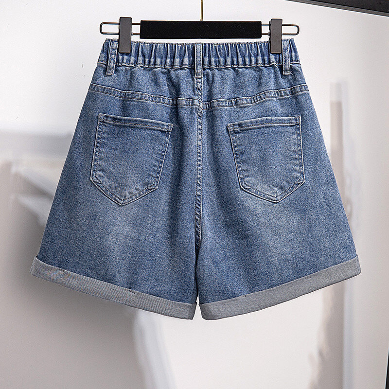 Neue Damen Sommer Plus Size Hot pants für Frauen große lose blau schwarz Baumwolle Tasche Denim Shorts 3xl 4xl 5xl 6xl 7xl