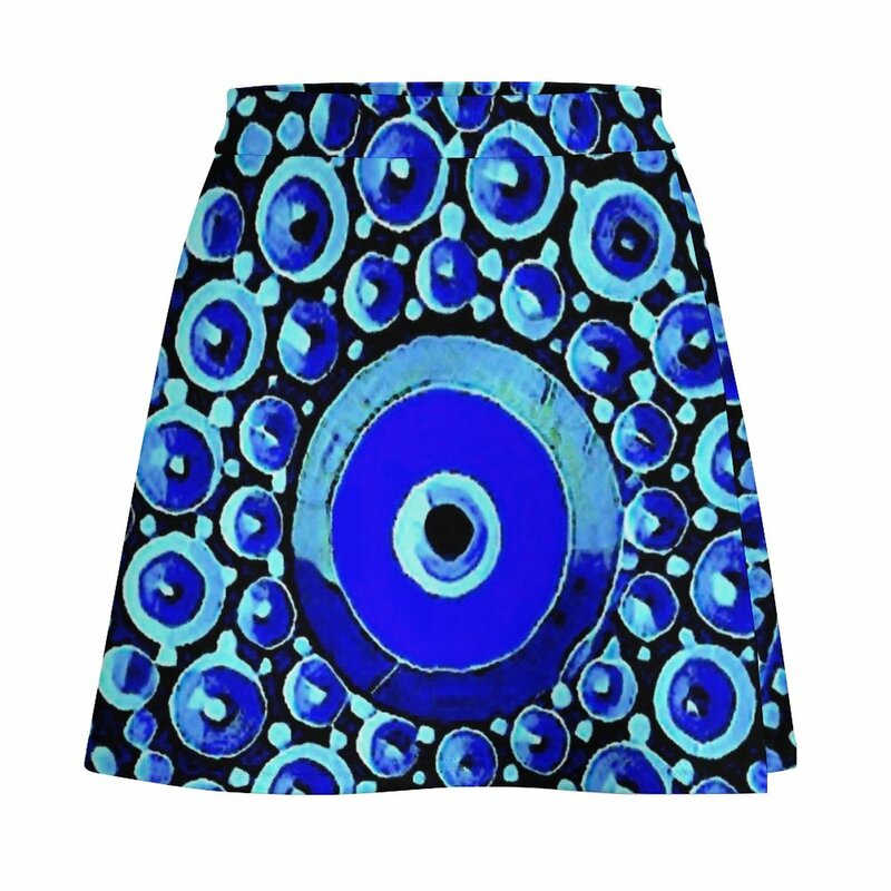 Proteção do olho mau mini saia, estilo coreano, chique e elegante, azul