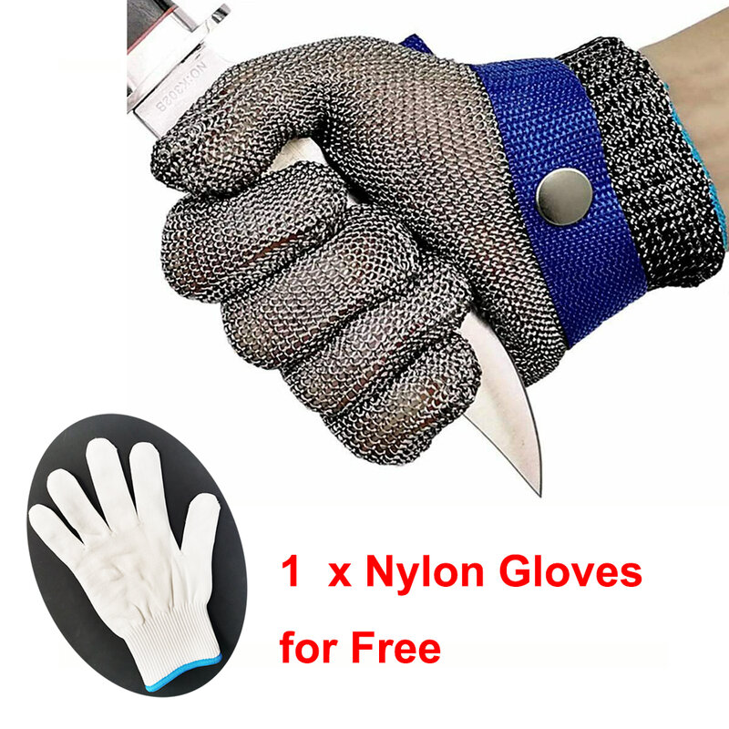 LPRED-guantes de acero inoxidable resistentes a Cortes, guantes de seguridad para trabajo, malla metálica, anticorte, para carnicero, 1 ud.