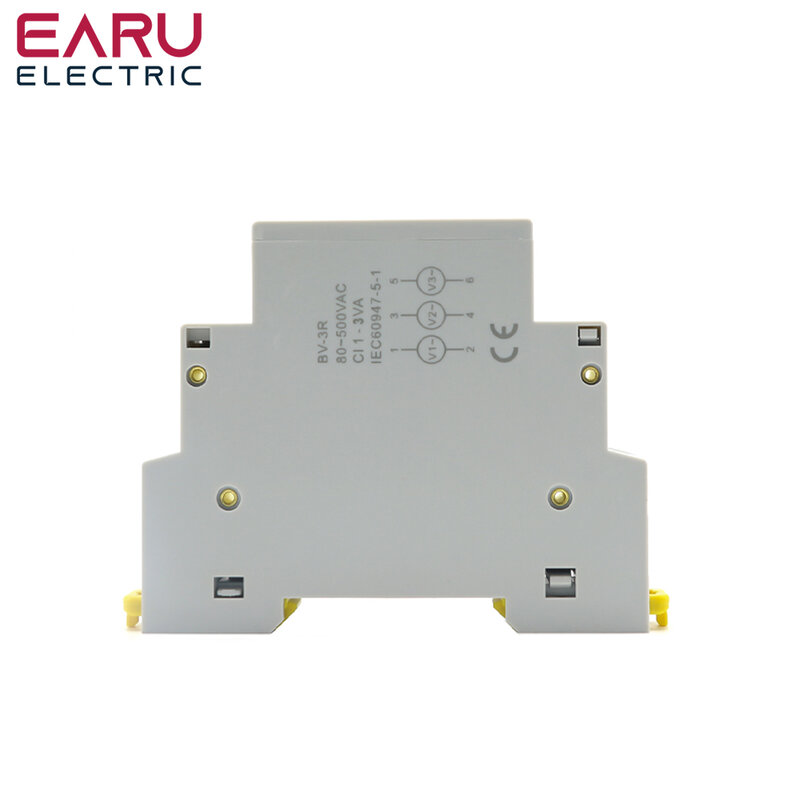 Din Rail 18มม.มิเตอร์วัดกระแสไฟ AC 80-500V 220V 380V 3 Phase Modular โวลต์มิเตอร์ตัวบ่งชี้ LED Digital Display Detector