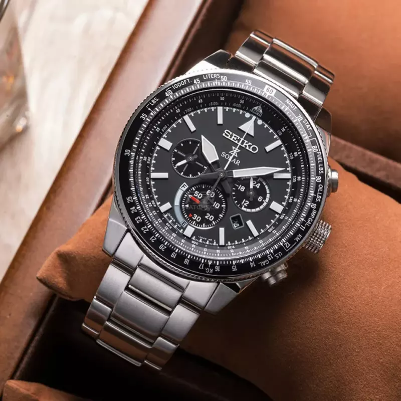 Seiko arloji olahraga pria, jam tangan kronograf mewah multifungsi Stainless Steel, sabuk Quartz non-mekanis dengan kotak hadiah 2024