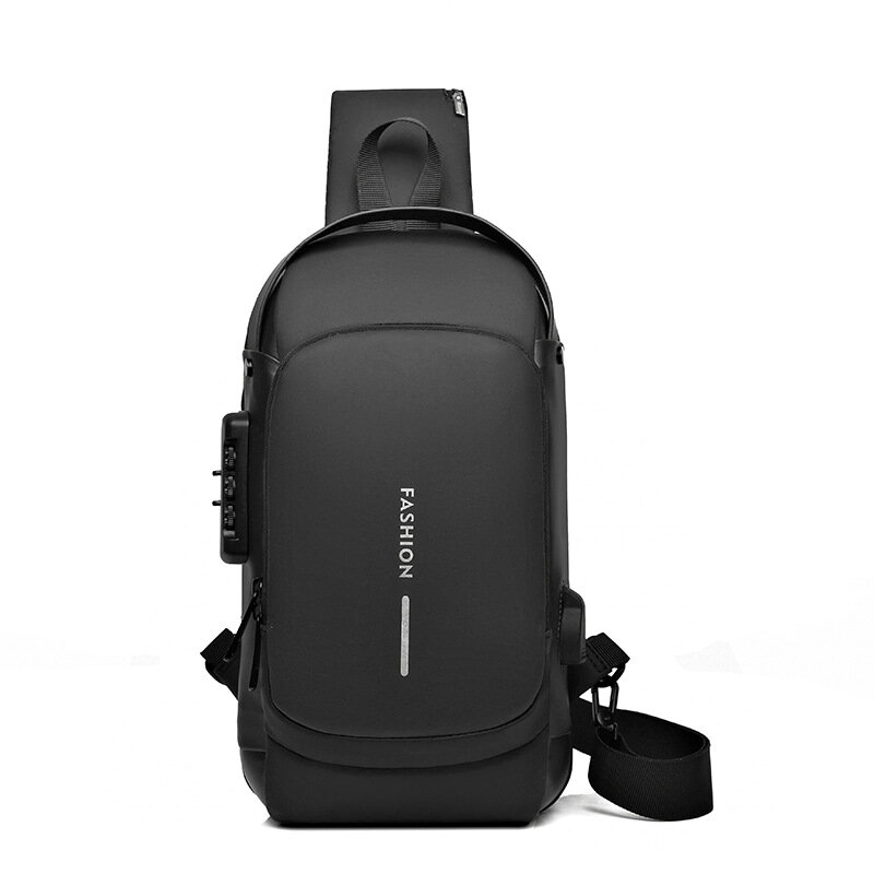 Bolso cruzado de tela Oxford con puerto de carga USB, bolsa de pecho de Color sólido, bolso de hombro, mochila cruzada