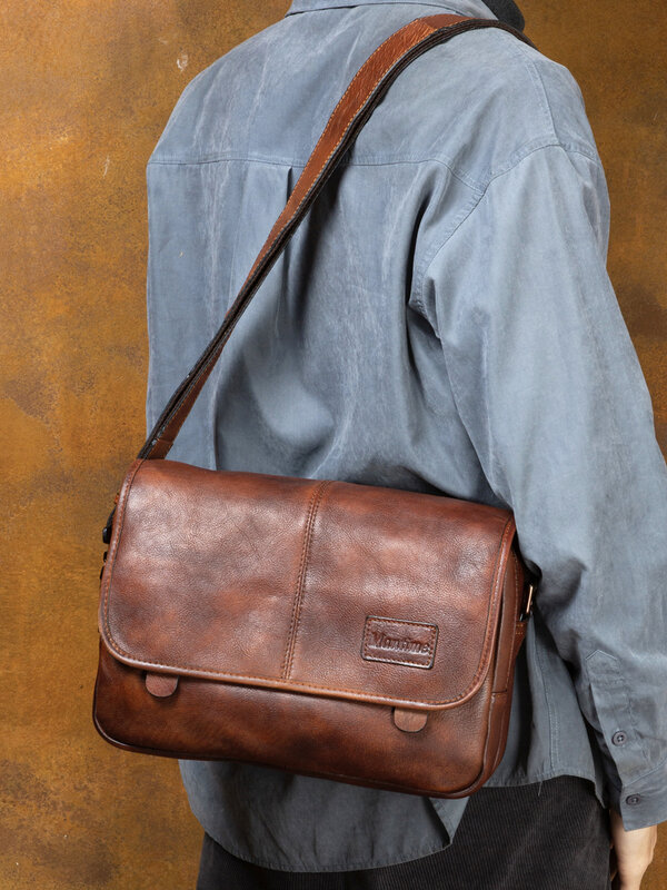 Высококачественная кожаная сумка через плечо для мужчин, повседневный модный брендовый вместительный рабочий рюкзак