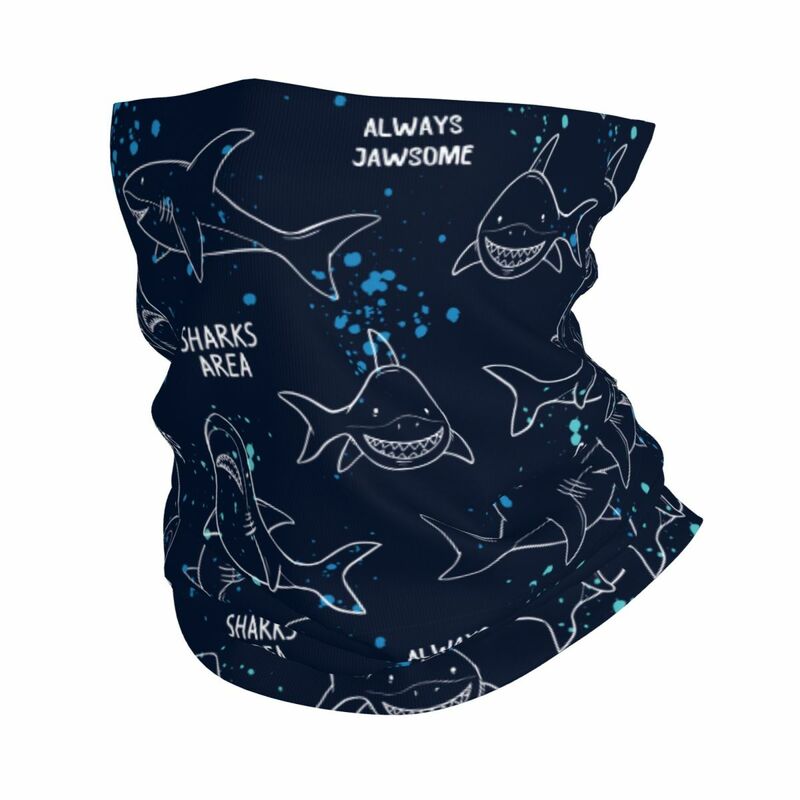 Sea Shark Animal Bandana Neck Gaiter Printed Balaclavas Face Mask Scarf Multifunctional Headwear Running Unisex Adult Washable