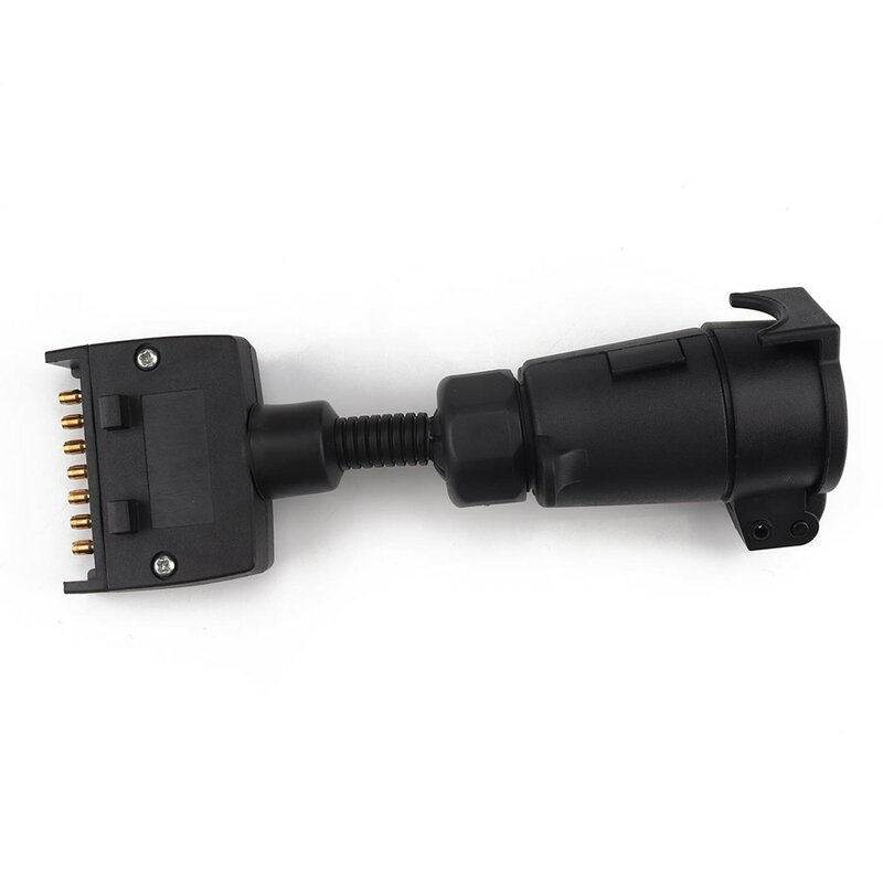 Car Trailer Adaptor 7 Pin Flat Male plug to 7 Pin Large round Female socket New