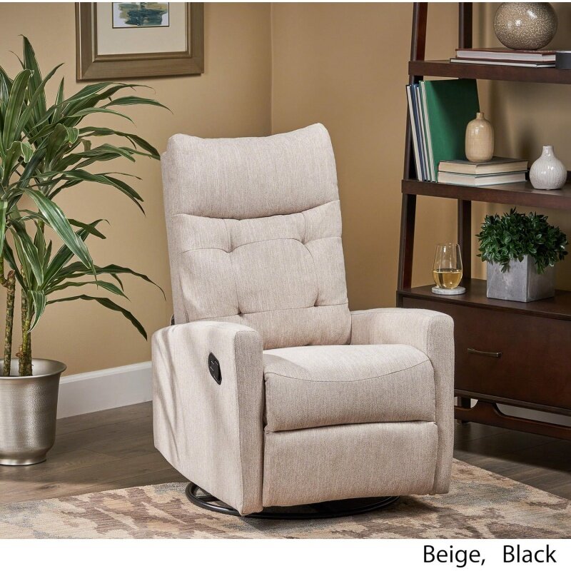 Great Deal-muebles de Christopher Knight para el hogar, sillón reclinable giratorio con respaldo de empuje, 35,75 D x 25W x 39H, color Beige, Blac