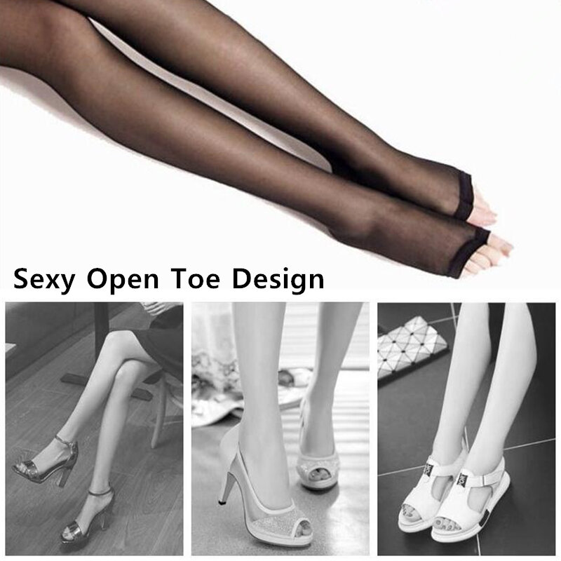 Black Sexy Tights Thin Transparent Stockings Women Sexy Open Toe Fingerless Skinny Leg Pantyhose Fashion Summer Streetwear