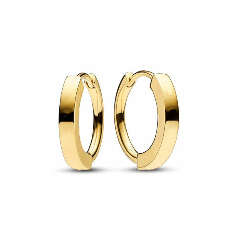 Anting-anting mutiara lingkaran berbentuk organik berlapis emas 18K baru anting-anting Hoop Huggie bulat perak 925 perhiasan wanita bagus Pandora