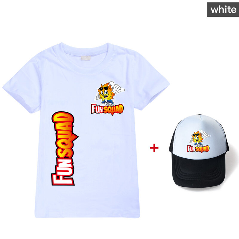 Boys T-shirts 2024 Summer Fun Squad Game T Shirts For Girls tshirt Hip Hop Costume Boys Clothes Children Clothing Top Tees +hat