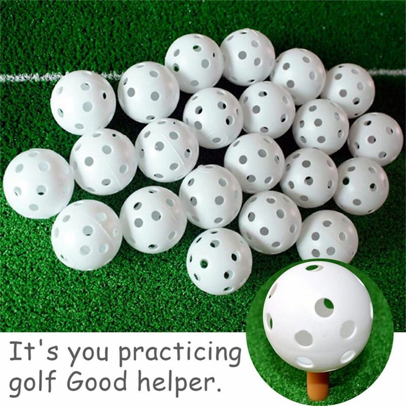 10Pcs Plastic Outdoor Airflow Hollow with Hole Golf Training Golf Balls Golf Practice Training Balls