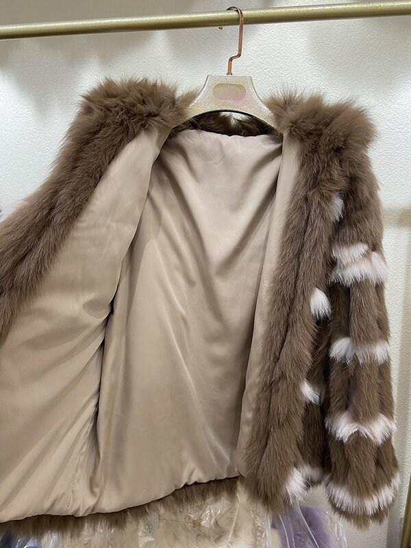 Новое поступление, Женское зимнее толстое пушистое пальто с большим капюшоном из натурального Лисьего меха