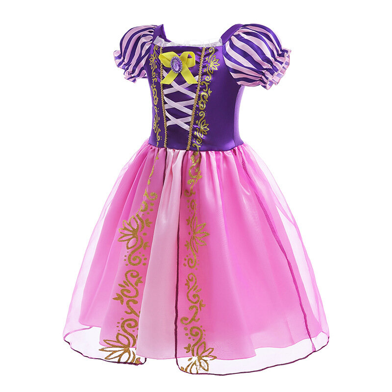 Vestido de Rapunzel para niñas, disfraz de Rapunzel, morado y rosa, para fiesta de cumpleaños, 2024