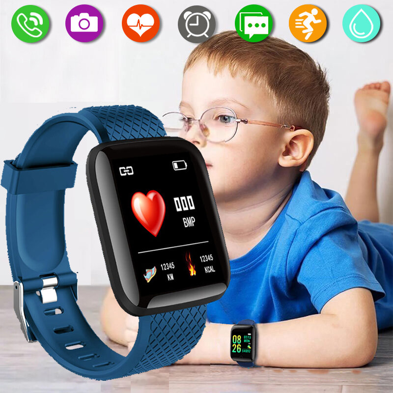 Reloj inteligente para niños y niñas, pulsera electrónica con rastreador de Fitness, papel tapiz de dibujos animados, relojes deportivos