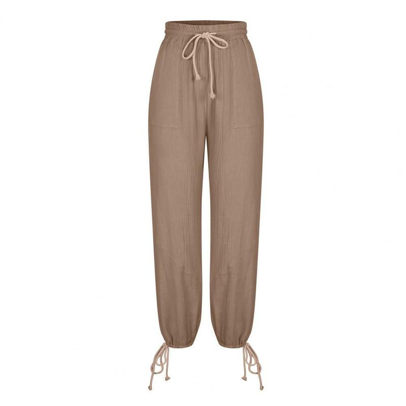 Wide-leg Pocket Pants Stylish Women's Wide Leg Pants with Elastic Drawstring Waist Pockets Casual Dressy Trousers for Streetwear