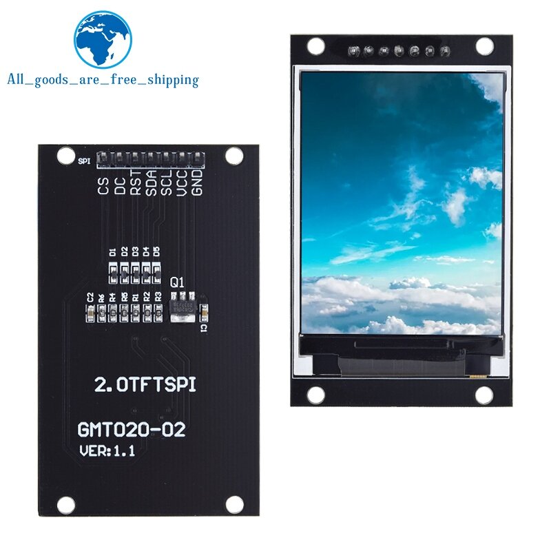TZT OLED LCD وحدة محرك الأقراص ، نقطة مصفوفة SPI واجهة لاردويو ، بالألوان الكاملة ، TFT ، 2.0 بوصة ، IC ، ST7789V ، 240RGBx320