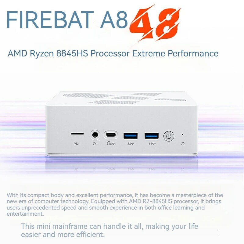 FIREBAT 데스크탑 게이밍 컴퓨터, A8 AMD R7-8845HS Radeon 780M 미니 PC 게이머, 16GB, 1TB, DDR5 RJ45, BT5.2, WIFI6 Minipc