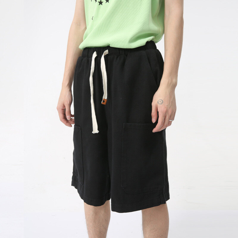 NOYMEI-pantalones cortos Cargo con Dos bolsillos grandes para hombre, Color sólido, con cordón, combinan con todo, a la moda, Chic, WA4413, verano 2024