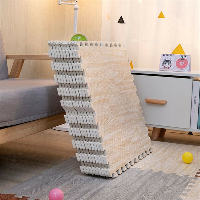 Alfombrillas de juego de grano de madera para bebés, tapete de espuma de 30x30cm, para gatear, 16 piezas