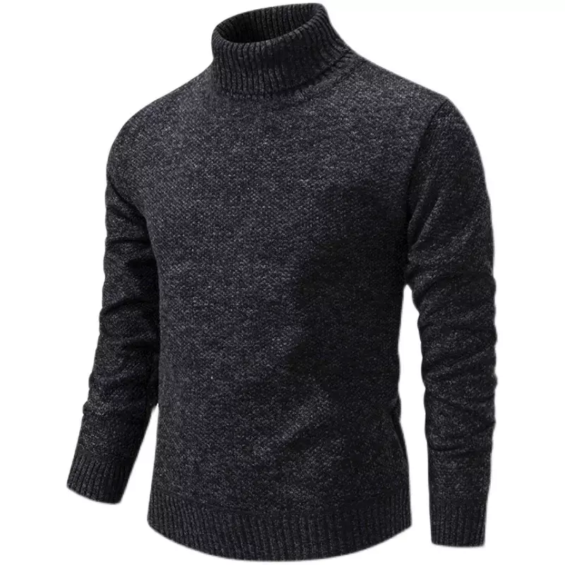 Suéter grueso y cálido de cuello alto para hombre, Jersey ajustado, prendas de punto, doble cuello, Invierno