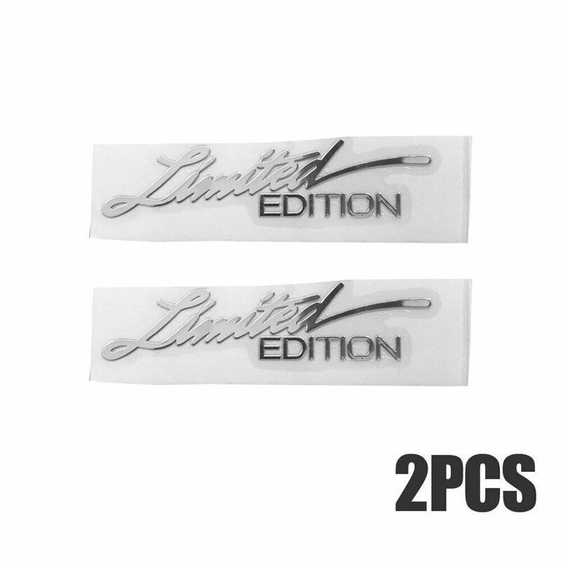 2pcs Universal Silver Metal Sticker Limited Edition Logo Emblem Badge Decals Car Accessories DIY Decoration Sticker