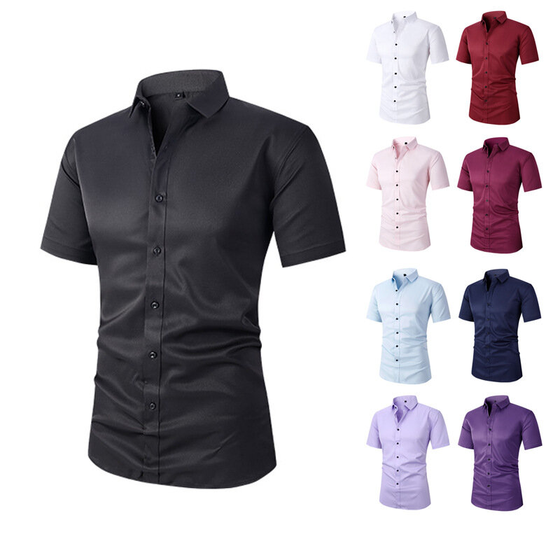 New Multicolor Solid Color Men's Fashion Candy Color Shirt Casual Long Sleeve Shirt Men's Slim Fit Comfortable Plus Size55-110KG