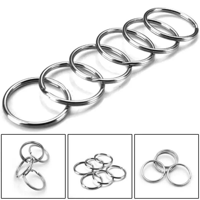 10/50pcs Metal Keychains with Split Ring link chain Key rings Keyfob Key Pendants Holder Rings DIY Key Chains Keyring Wholesale