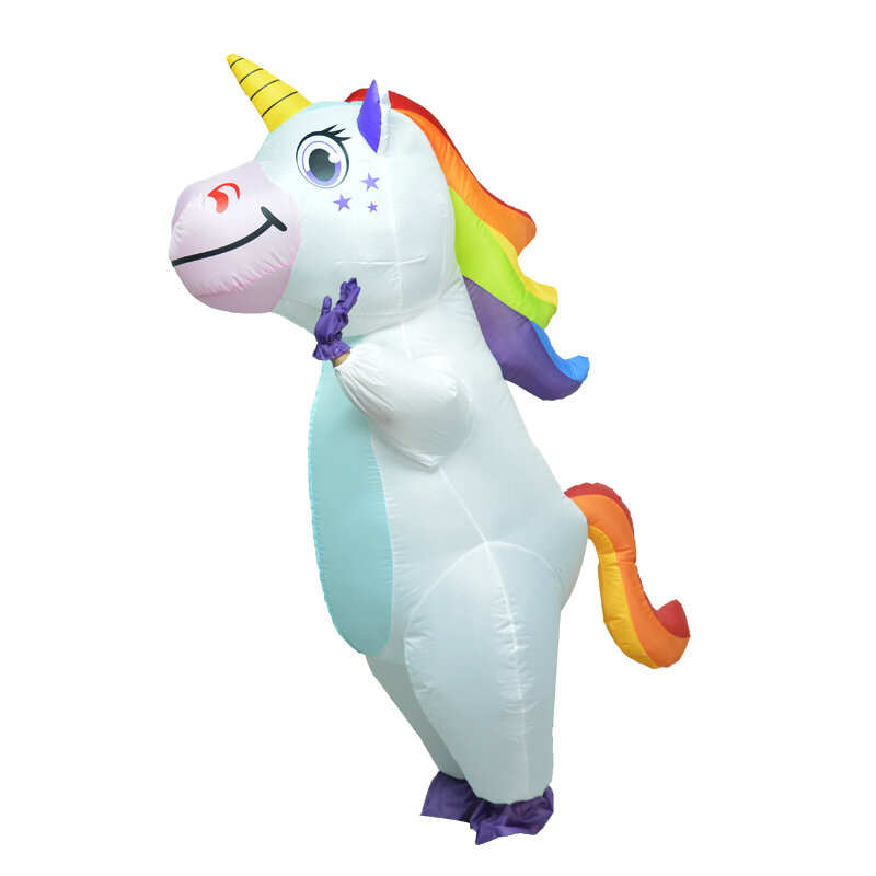 Disfraz de unicornio inflable de anime para adultos, disfraz de unicornio de cuerpo completo rosa con soplador, divertido para fiesta de Halloween