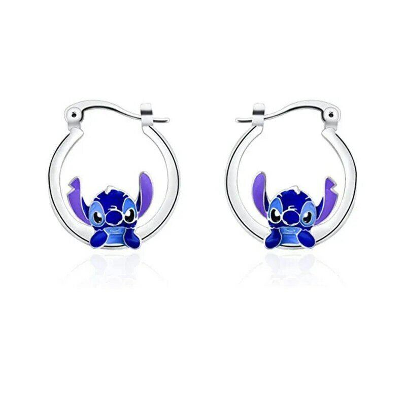 Disney anime lilo & ponto orelha pingentes kawaii ponto brinco de metal delicado feminino jóias acessórios mulher menina presentes