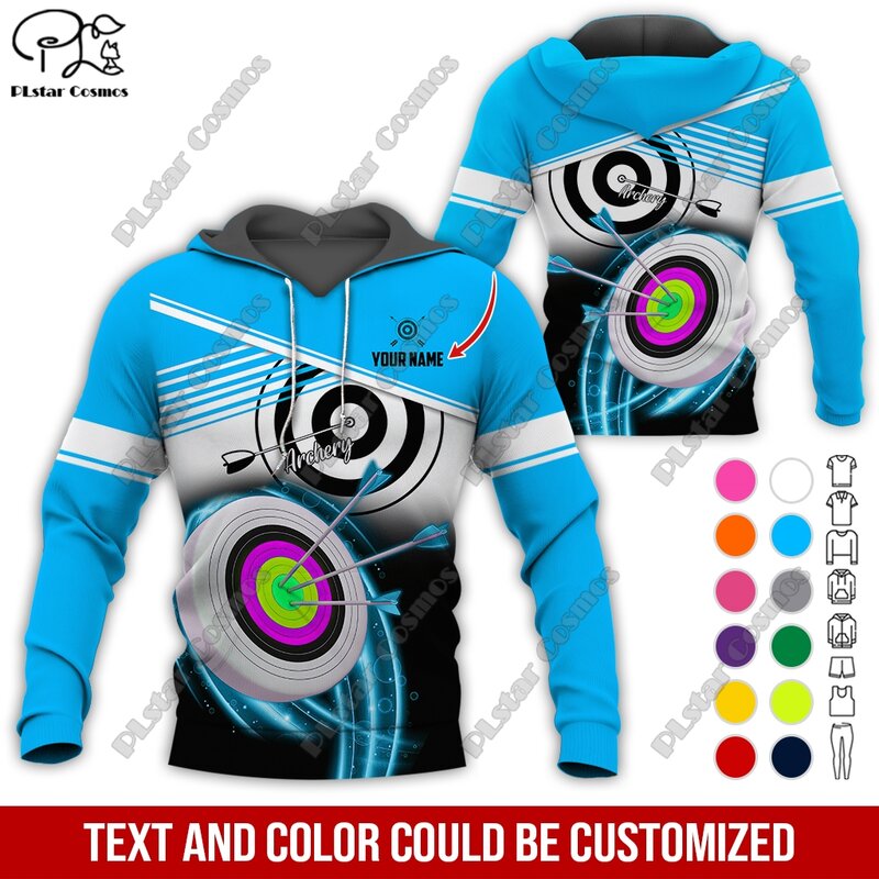 PLstar Cosmos 3D printing custom name archery club uniform street casual women's men's hoodie shooting training a2