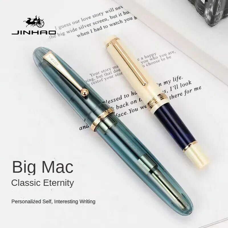 Luxury JinHao 9019 Dadao Fountain Pen Acrylic Transparent Spin Pen 40MM Nib Stationery Office School Supplies Writing Pens