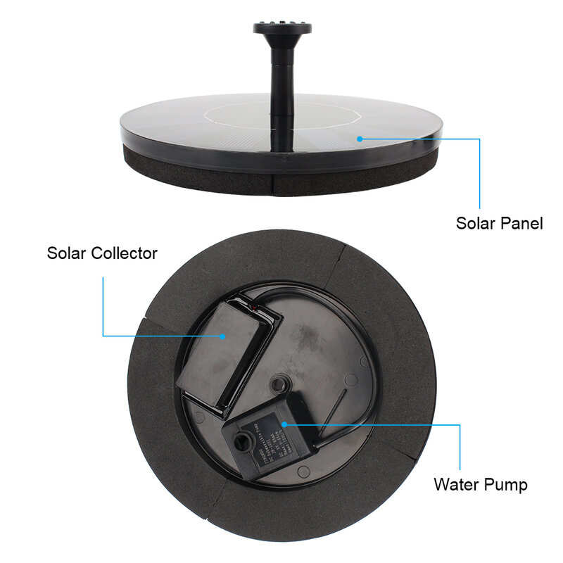 Fuente Solar para baño de aves, bomba de cascada flotante para decoración de jardín y Patio