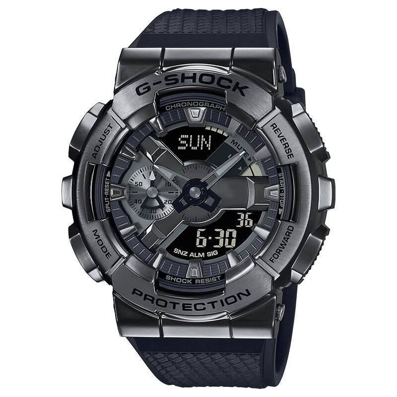 นาฬิกา GST-GM-110ผู้ชาย G-SHOCK, นาฬิกากันน้ำสำหรับกีฬาไฟ LED นาฬิกาปลุกปฏิทินอัตโนมัติอเนกประสงค์นาฬิกาข้อมือจับเวลาสัปดาห์
